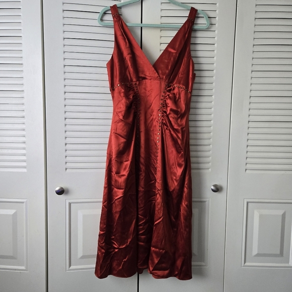 BCBGMAXAZRIA Silk Dress Brownred Size M #031 - Picture 1 of 11